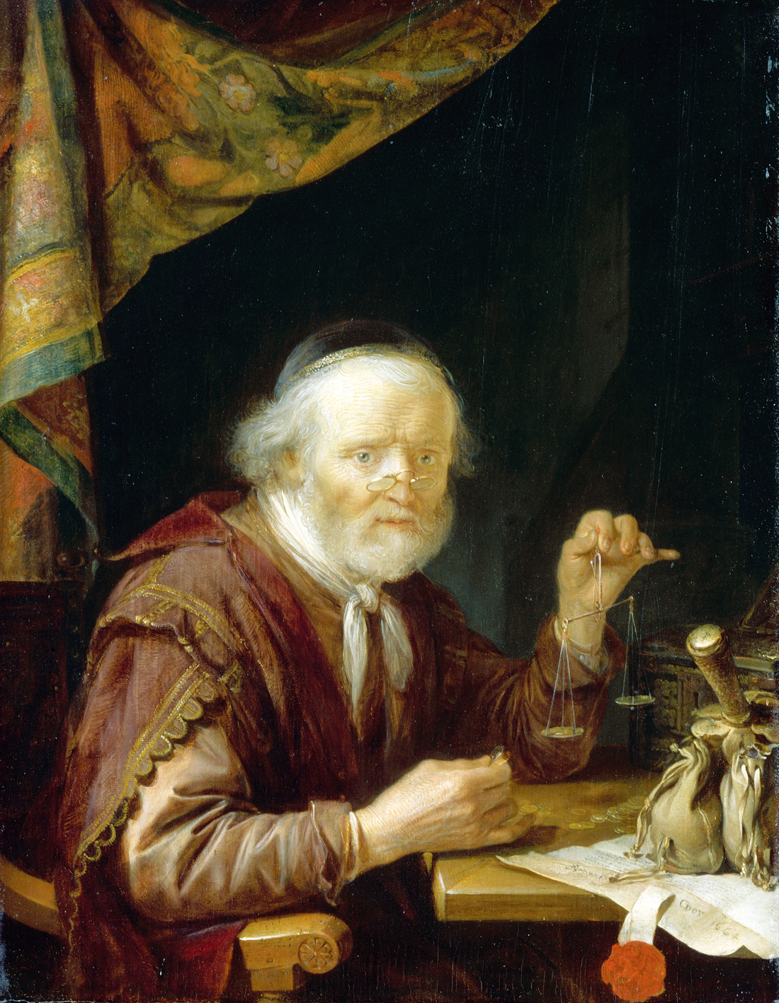 Man Weighing Gold, by Gerrit Dou, 1664. Louvre Museum, Paris.