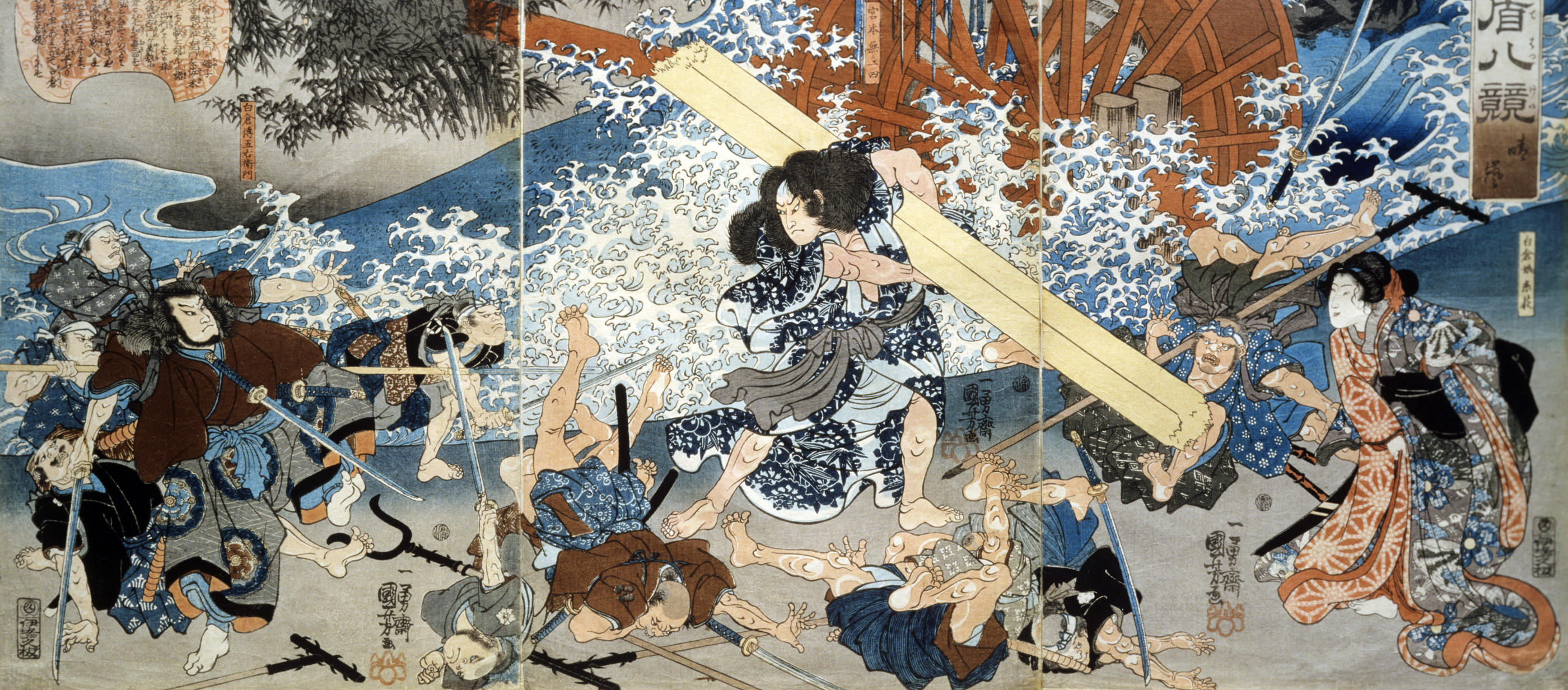 Miyamoto Musashi, Tokugawa-period warrior known in Japan as the “sword saint,” woodcut by Utagawa Kuniyoshi, c. 1838. © Victoria & Albert Museum, London/Art Resource, NY.