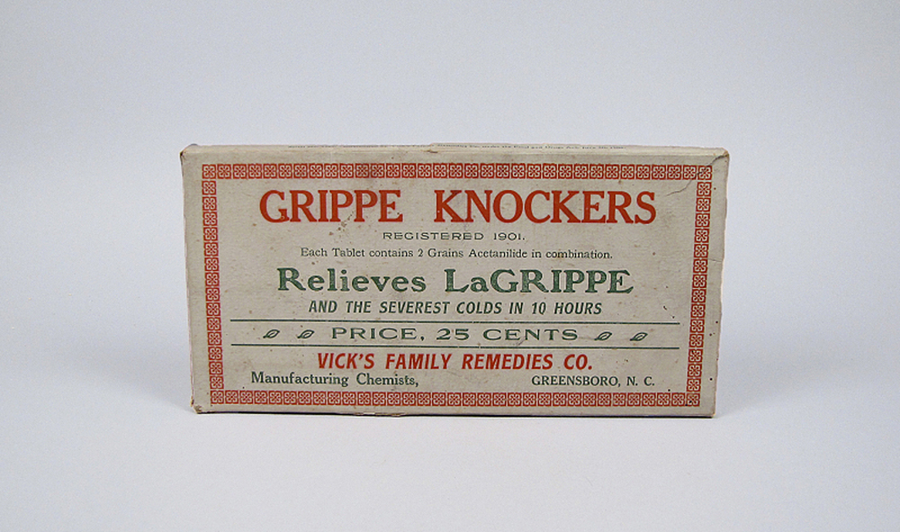 Grippe Knockers, Vick’s Family Remedies Company, c. 1918. National Museum of American History.