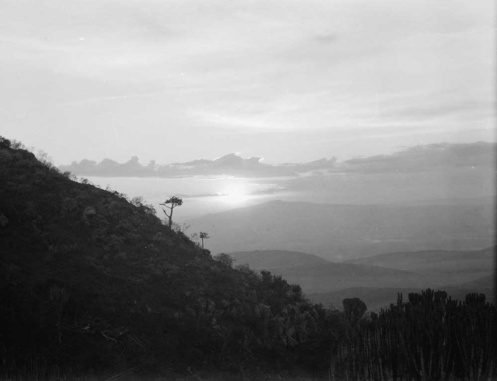 Photograph of a sunset in the Rift Valley in Kenya.