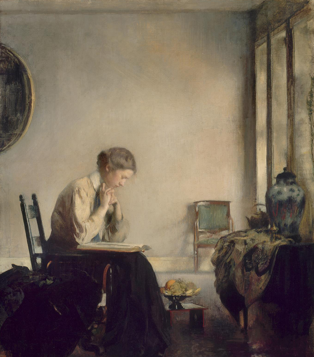 Girl Reading, by Edmund C. Tarbell, 1909. The Museum of Fine Arts, Boston, The Hayden Collection—Charles Henry Hayden Fund.